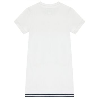 فستان بنات بالشعار بطبعه تيدى بير باللون الابيض 