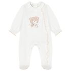 Baby Girls Ivory Teddy Bear Babygrow, 1, hi-res