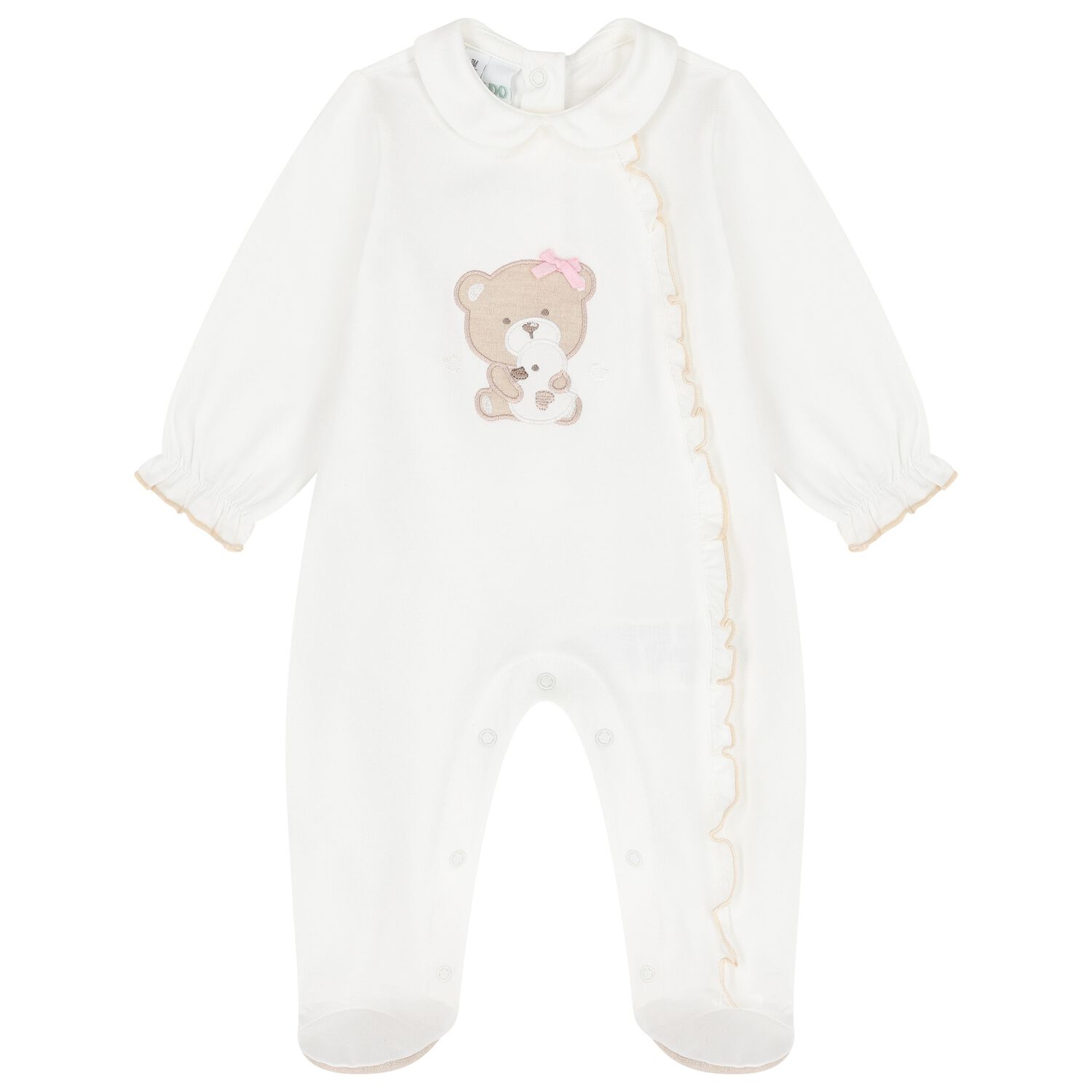 Baby Girls Ivory Teddy Bear Babygrow, 1, hi-res
