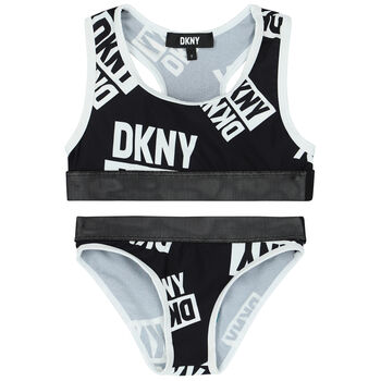 Girls Black Logo Bikini