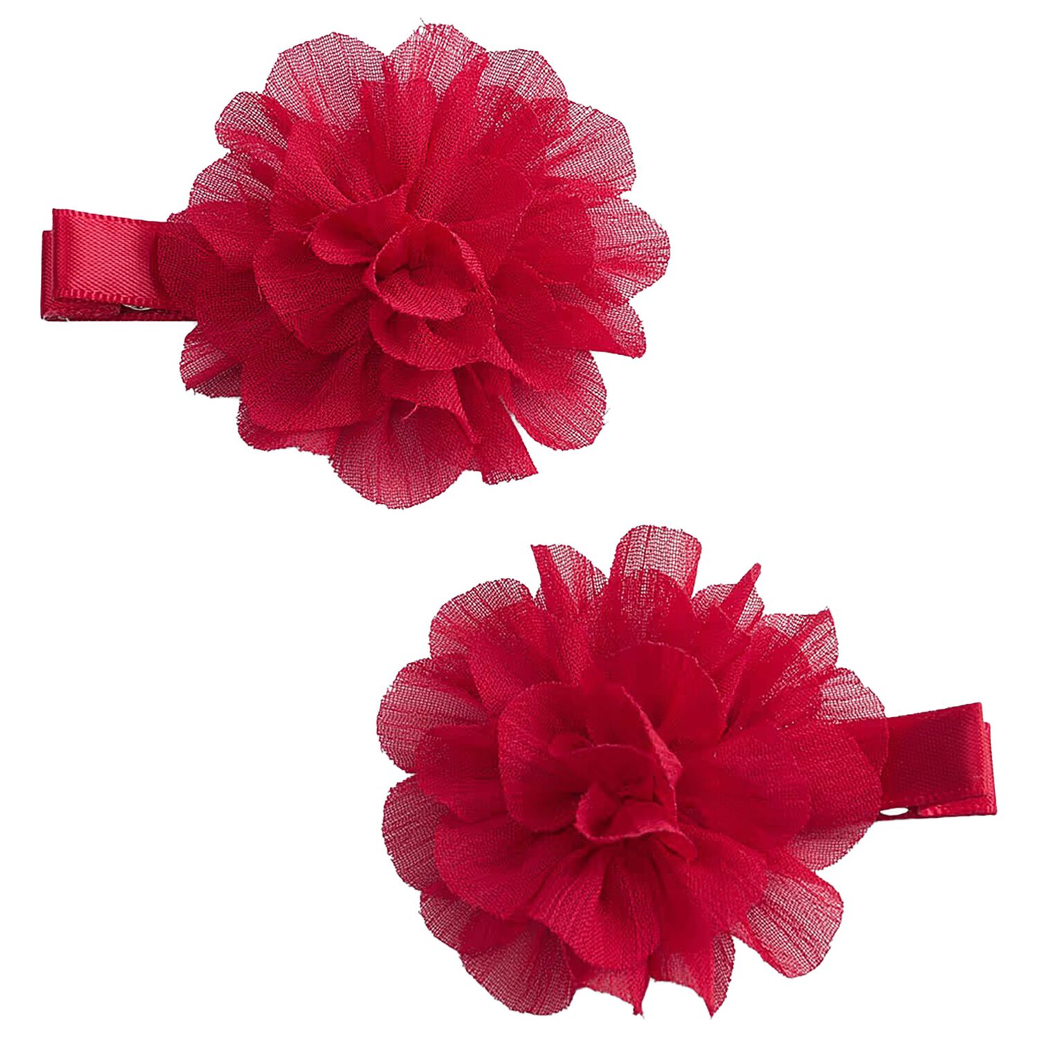 Girls Red Flower Hairclips ( 2 Pack ), 1, hi-res