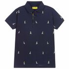 Boys Navy Blue Polo Shirt, 1, hi-res