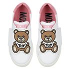 Girls White & Pink Teddy Bear Logo Trainers, 2, hi-res