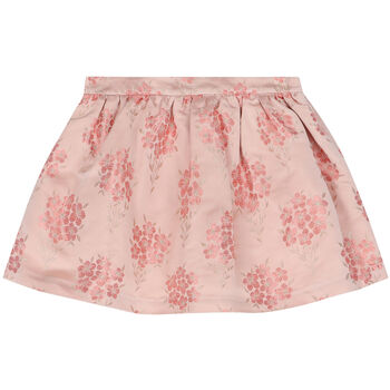 Girls Pink Floral Jacquard Skirt