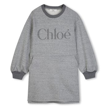 Girls Grey Logo Sweatshirt Dress