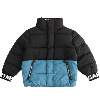 Boys Black & Blue Logo Puffer Jacket