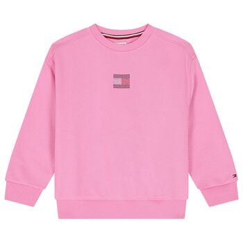 Girls Pink Embellished Logo Sweatshirt
