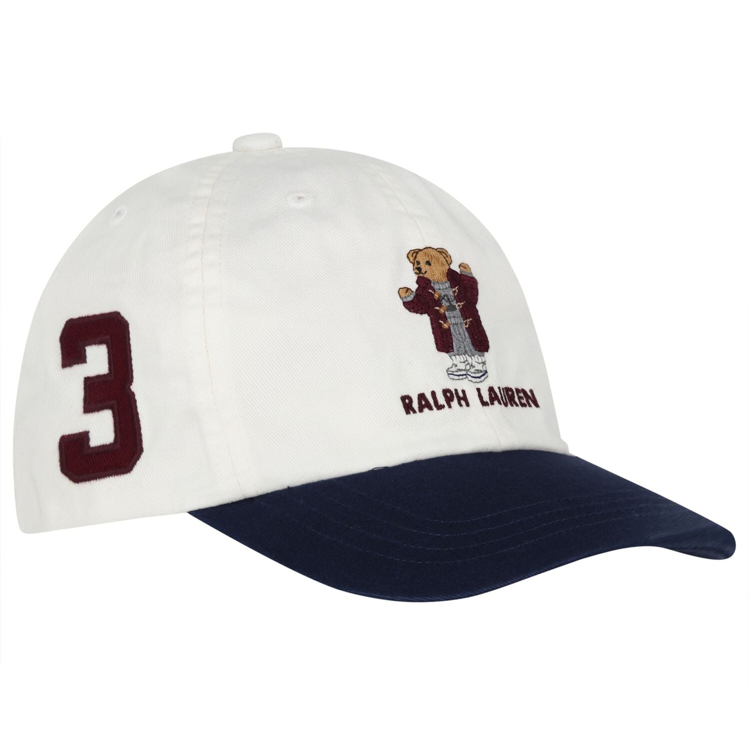 Boys White & Navy Blue Polo Bear Cap, 1, hi-res