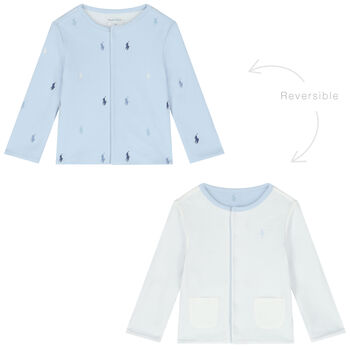 Baby Boys Blue & White Reversible Logo Jacket