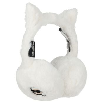 Girls White Faux Fur Earmuffs