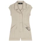 Girls Beige Logo Playsuit, 1, hi-res