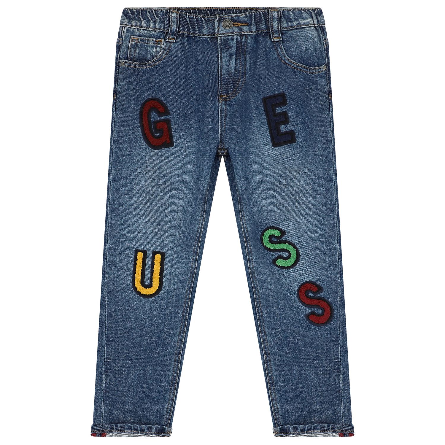 Boys Blue Denim Logo Jeans, 1, hi-res image number null