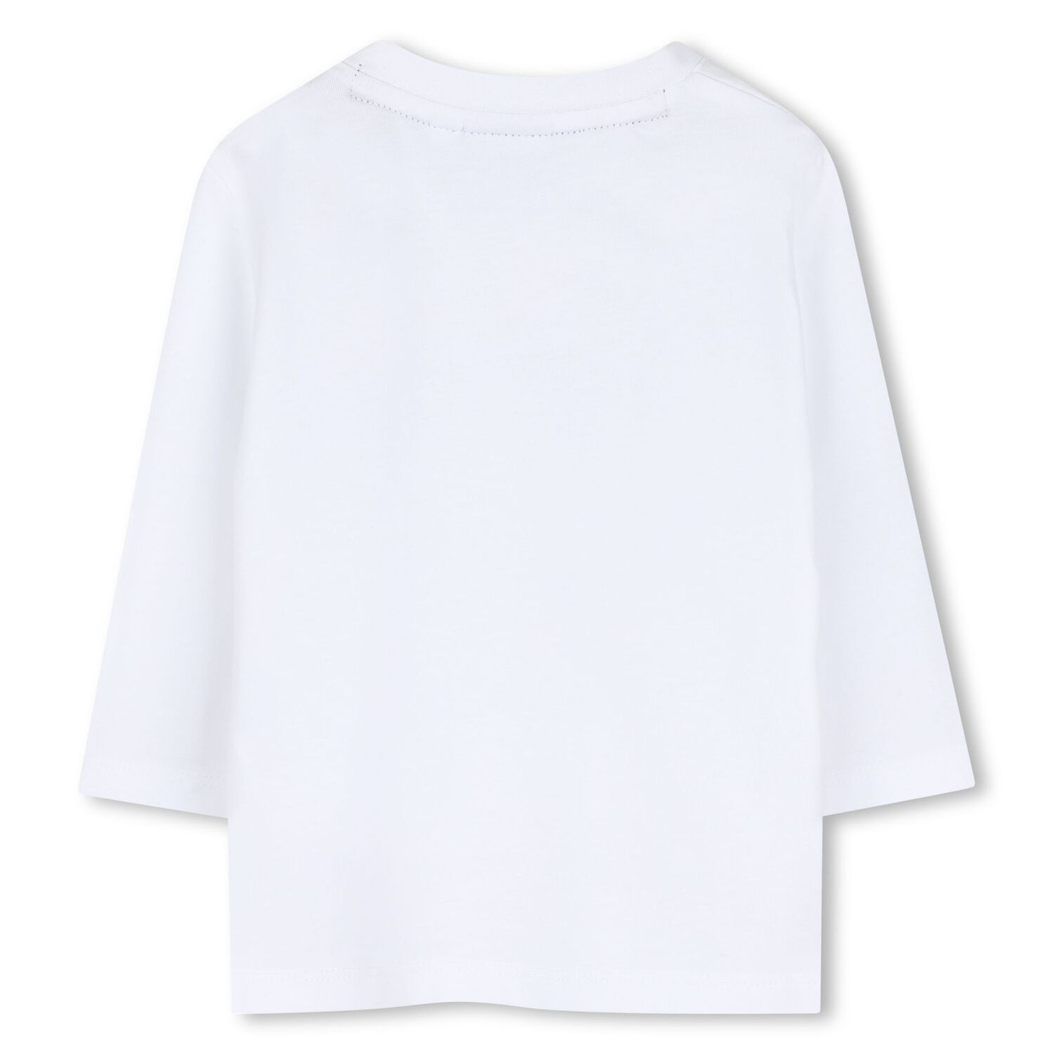 Younger Boys White Logo Long Sleeve Top, 1, hi-res