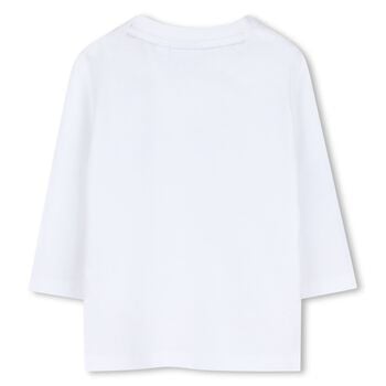 Younger Boys White Logo Long Sleeve Top