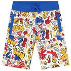 Boys White & Blue Logo Shorts, 1, hi-res