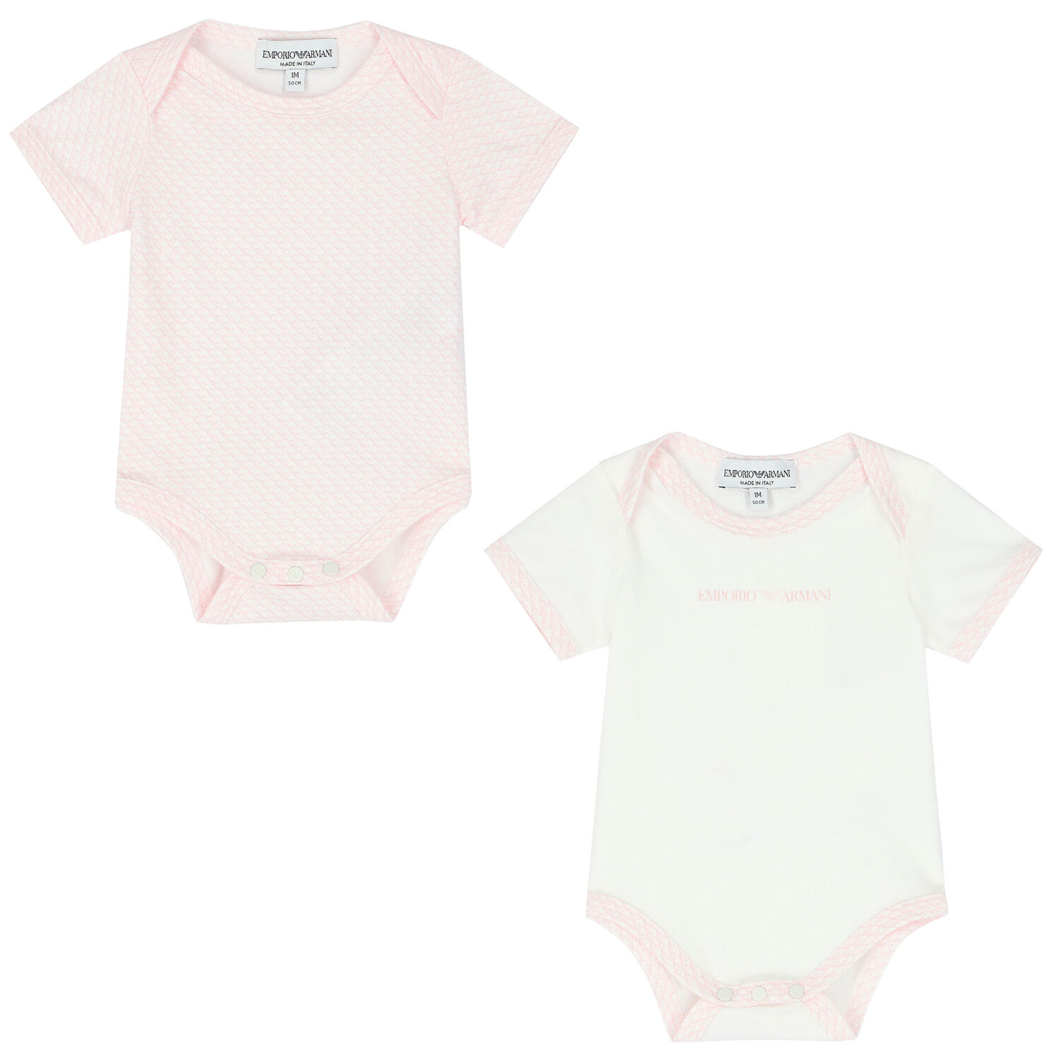 Baby Girls Ivory & Pink Logo Bodysuits ( 2-Pack ), 1, hi-res