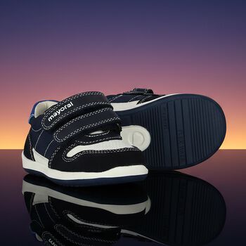 Baby Boys Navy Blue Logo Trainers
