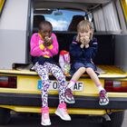 حذاء رياضي للفتيات بالشعار  باللون الكحلي والوردي , 1, hi-res