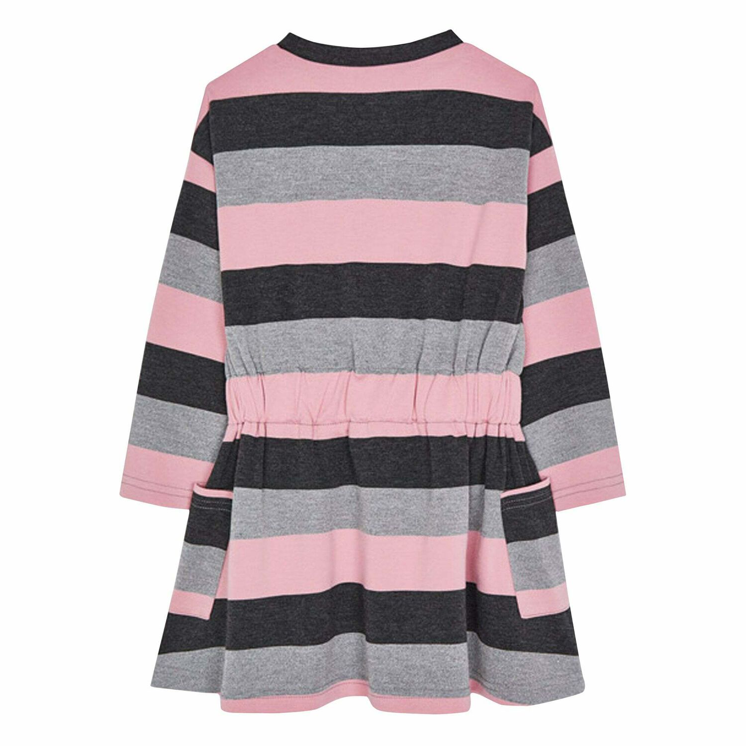 Girls Pink & Grey Striped Dress, 1, hi-res image number null
