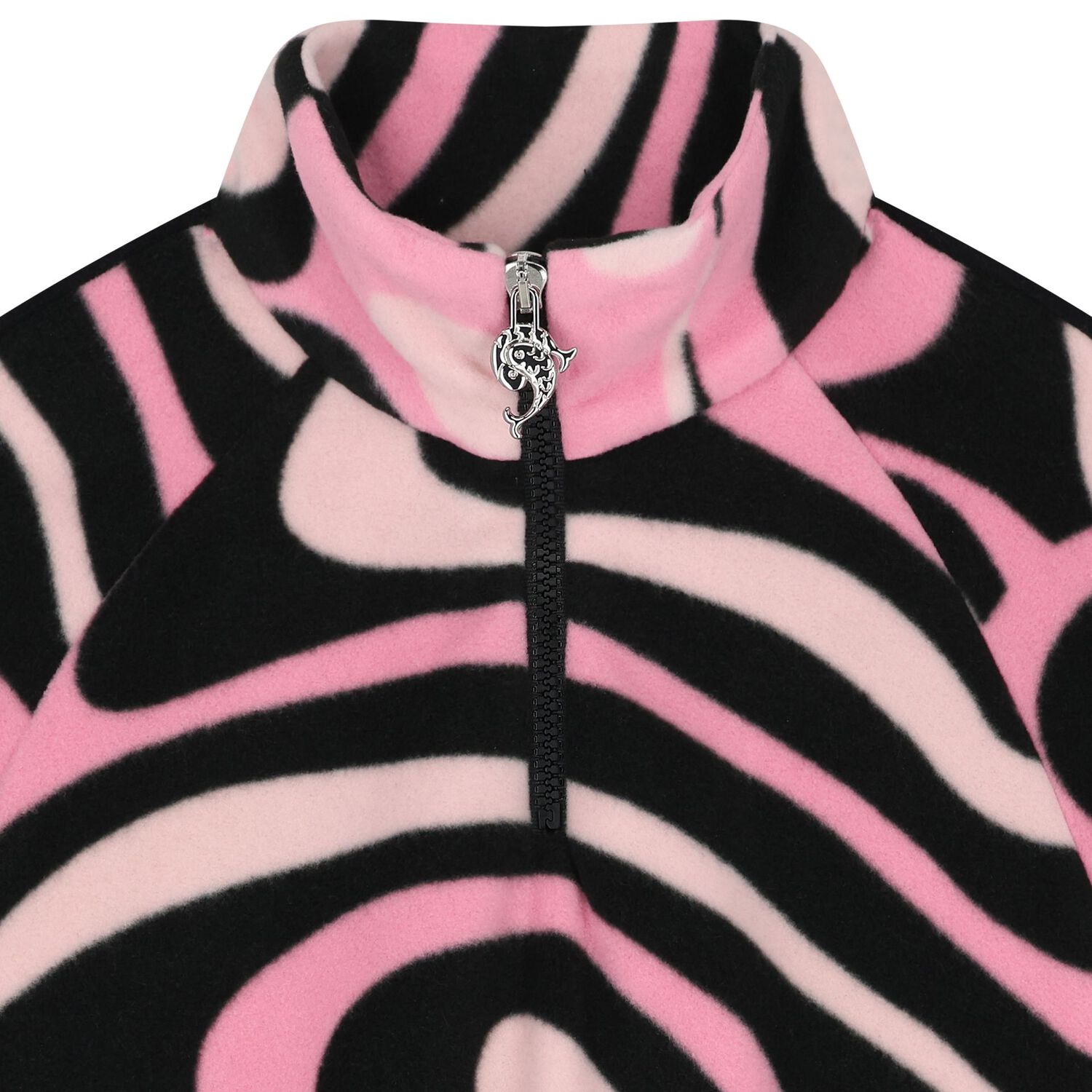 Girls Pink & Black Vortice Zip Up Top , 1, hi-res