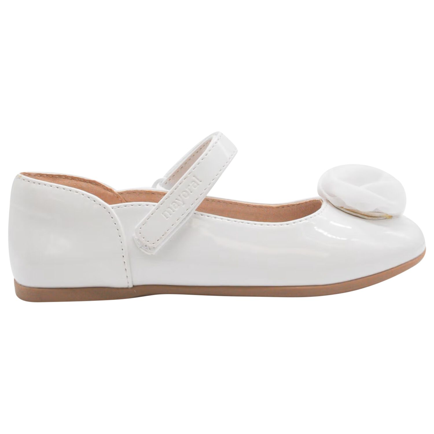 Girls White Flower Shoes, 1, hi-res