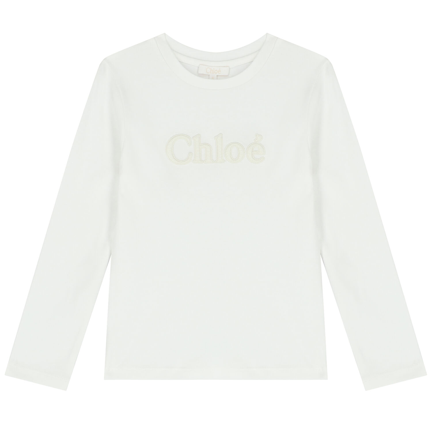 توب بنات بأكمام بالشعار باللون العاجى, 2, hi-res