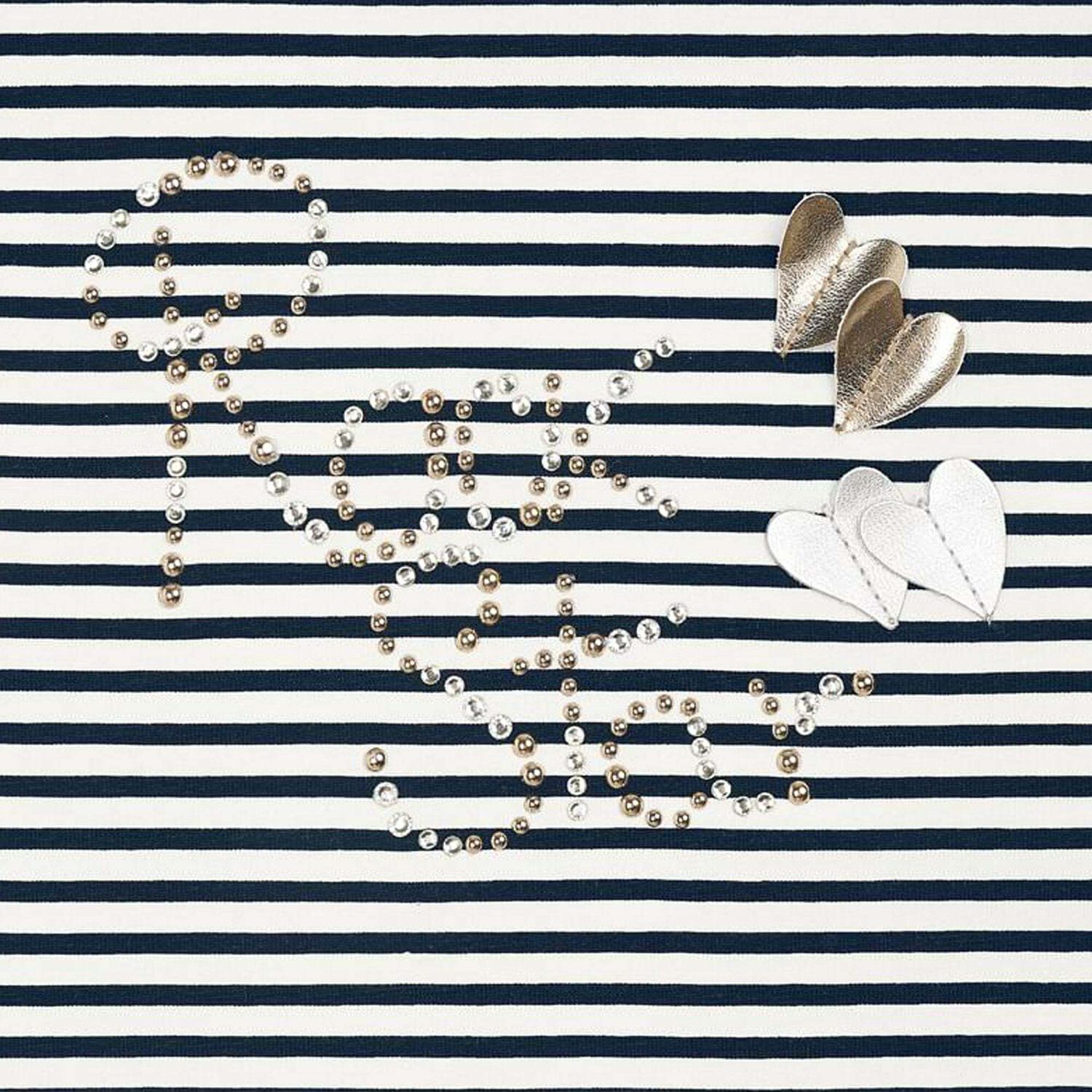 تيشيرت مخطط باللون الاسود والابيض للبنات, 1, hi-res image number null