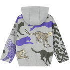 Boys Grey Logo Hooded Zip-Up Top, 1, hi-res