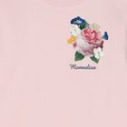 Girls Pink Flower Sweatshirt Dress, 1, hi-res