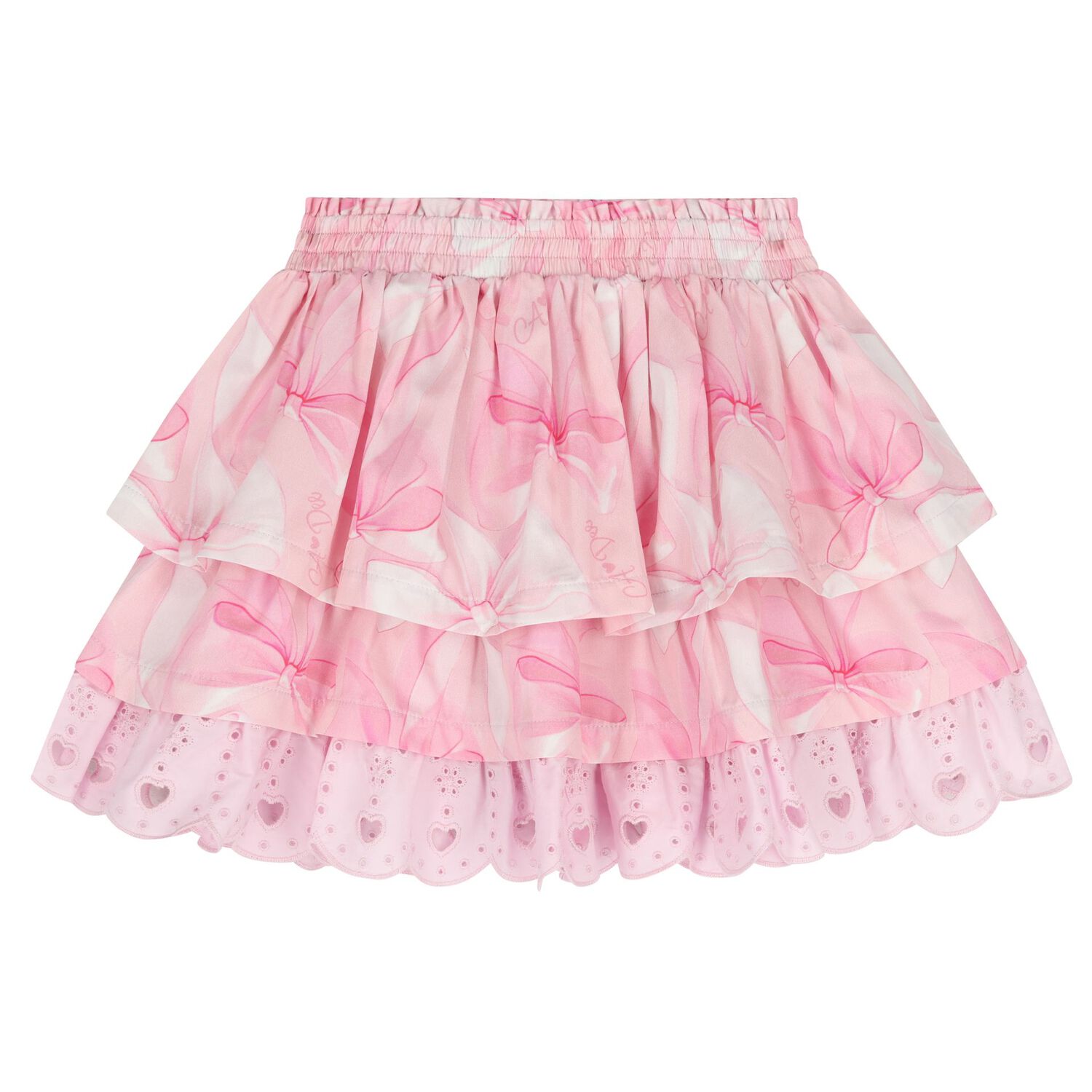 Girls Pink & White Broderie Anglaise Skirt Set, 1, hi-res