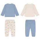 بدله رياضيه للاولاد باللون البيج والازرق ( قطعتين ) , 3, hi-res