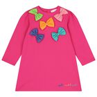 طقم فستان للبنات بفيونكه باللون الوردى والازرق , 2, hi-res