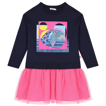 Girls Navy Blue & Pink Tulle Dress