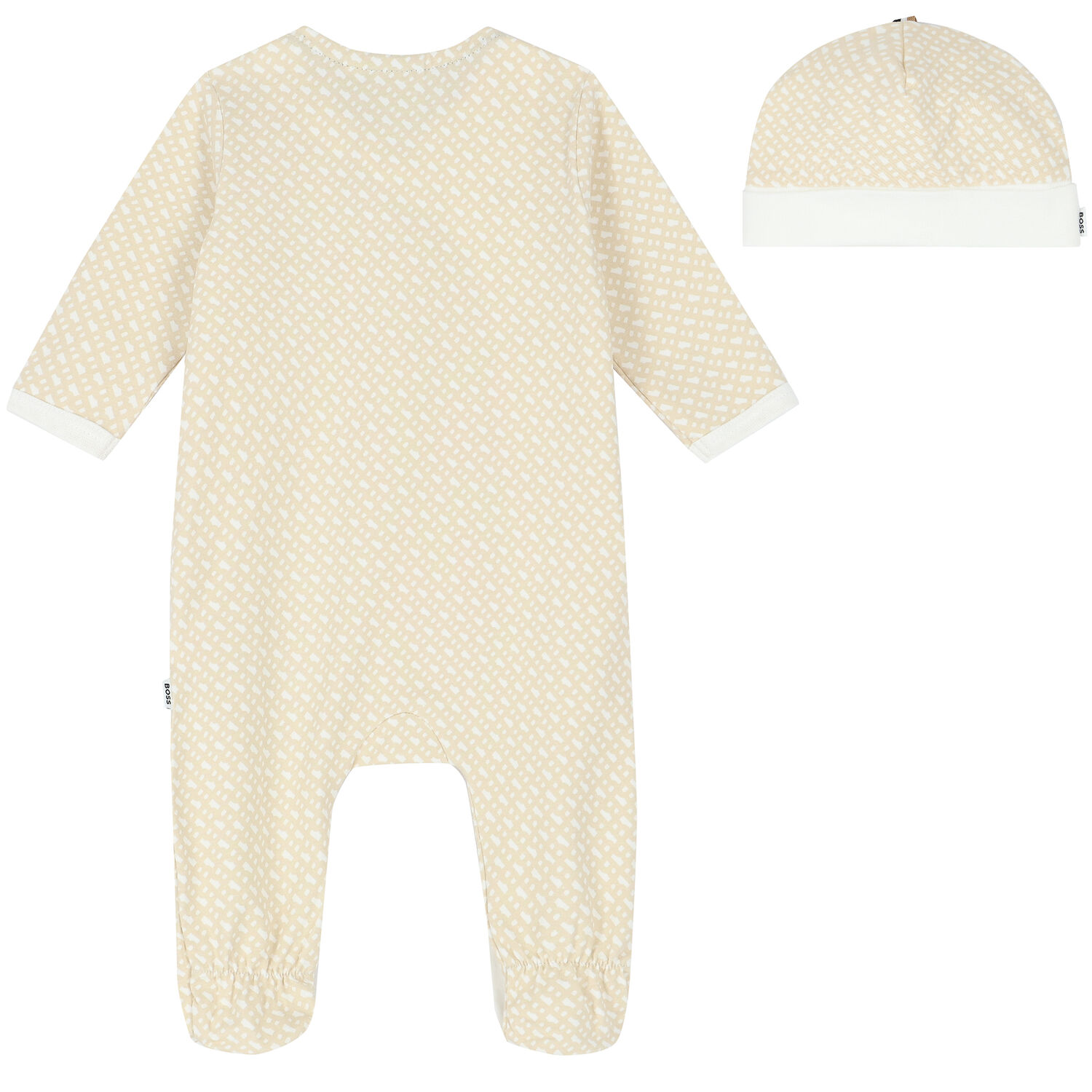 Beige & White Monogram Babygrow & Hat Set, 1, hi-res image number null