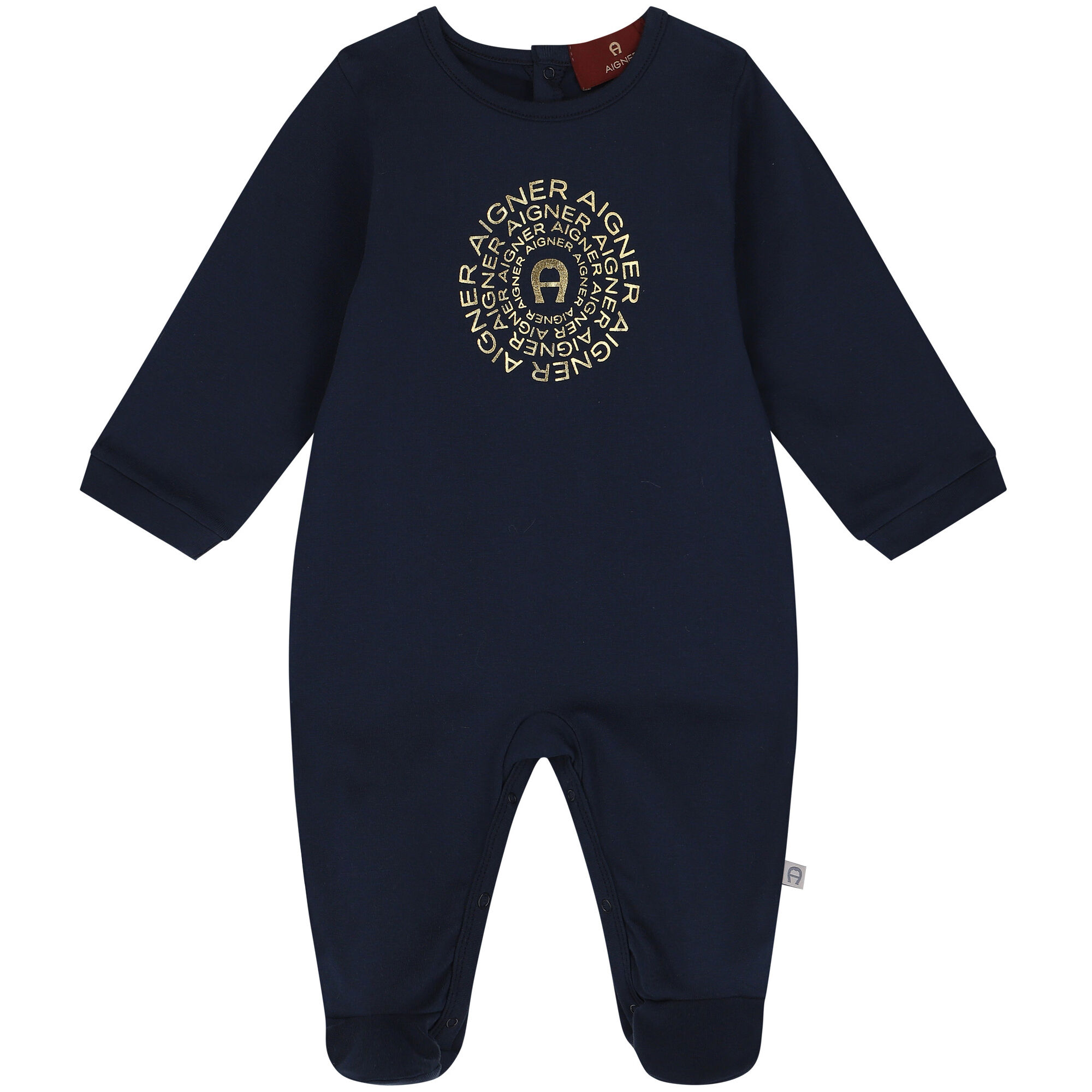 Aigner Navy Blue Gold Logo Babygrow Junior Couture UAE