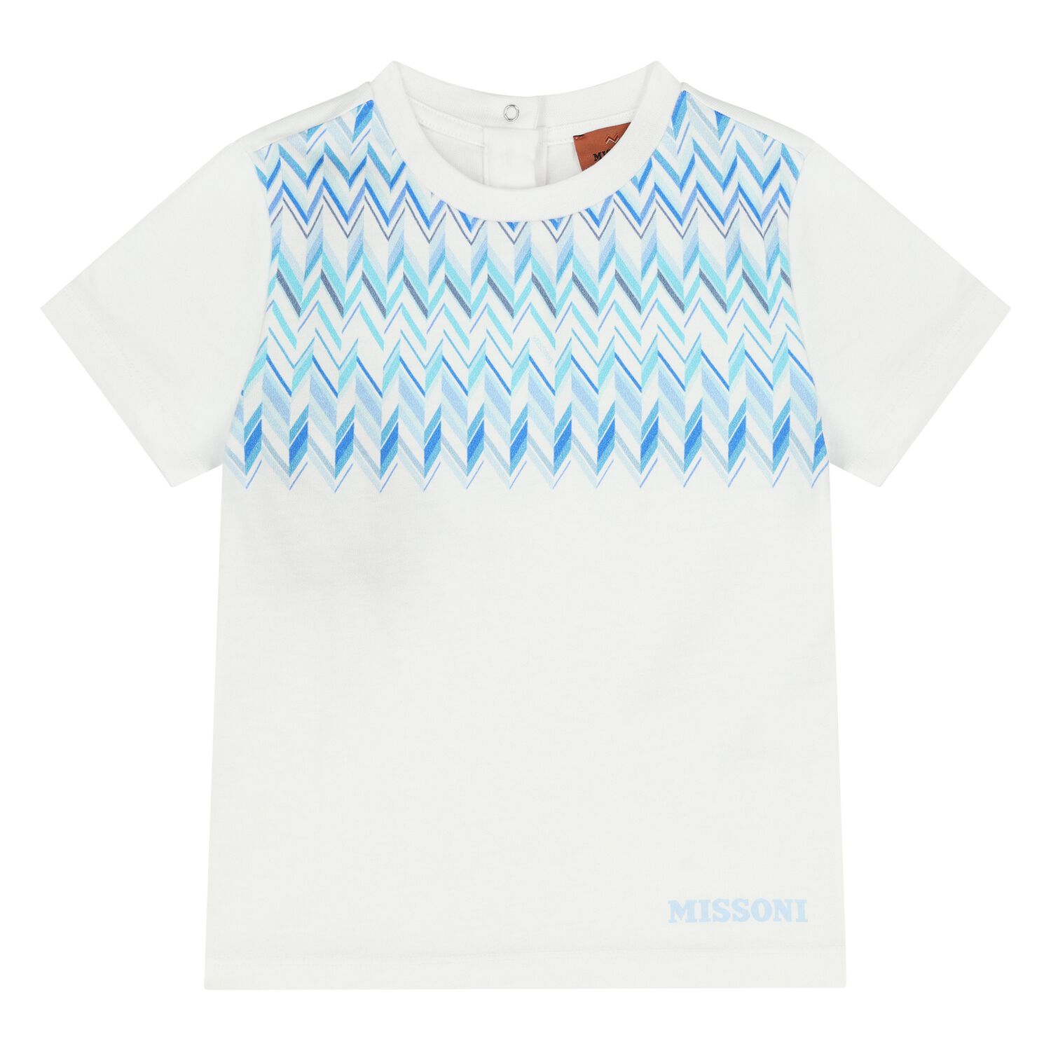 Younger Boys White & Blue Zig Zag T-Shirt, 1, hi-res