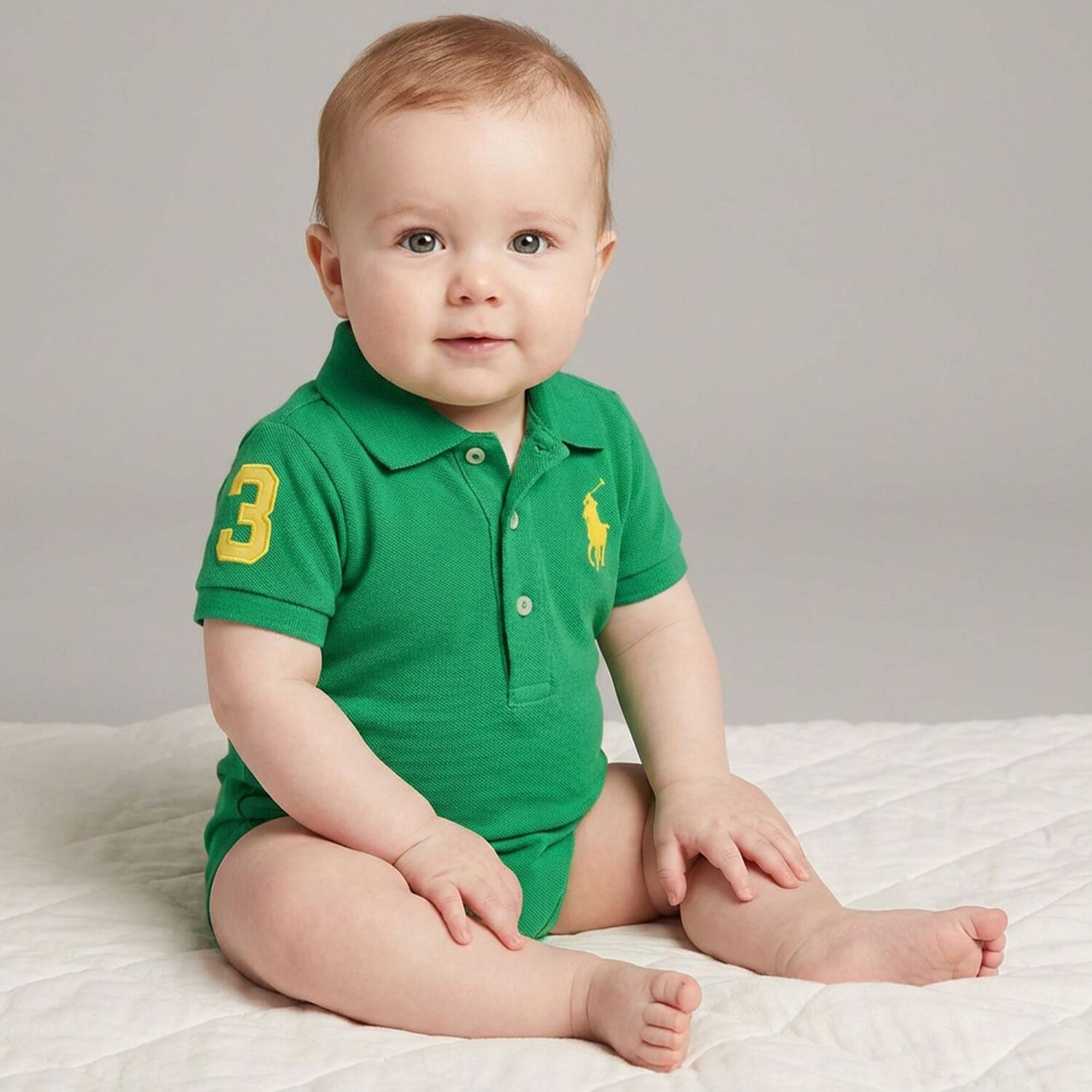 Baby Boys Green Logo Bodysuit, 1, hi-res