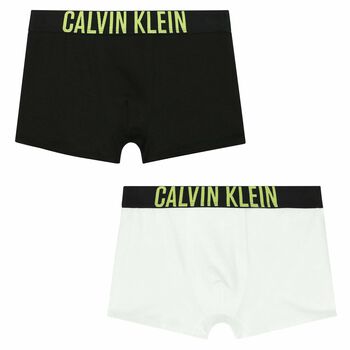 Boys Black & White Logo Boxer Shorts ( 2-Pack )