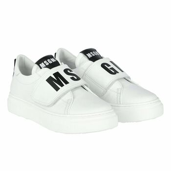 Boys White Logo Trainers