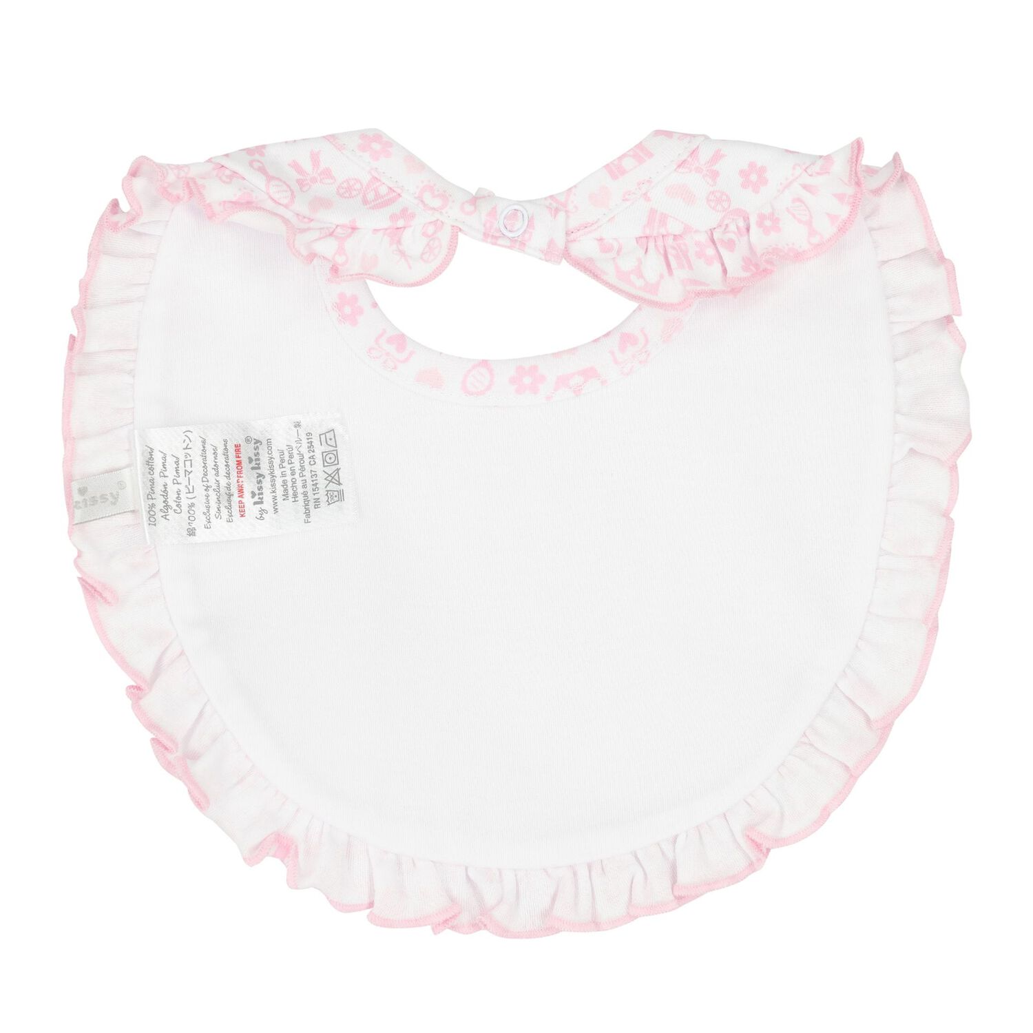 Baby Girls White & Pink Royal Bib, 1, hi-res image number null