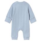 Baby Boys Blue Ribbed Romper, 3, hi-res