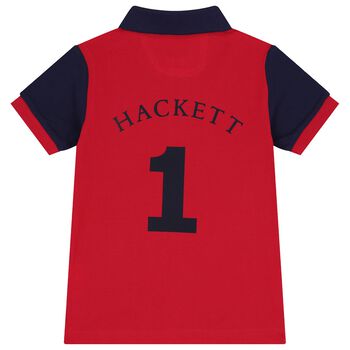 قميص بولو بالشعار للاولاد باللون الاحمر والازرق 