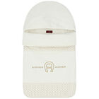 Ivory & Gold Pima Cotton Logo Baby Nest, 2, hi-res