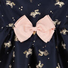 Girls Navy Blue Unicorn Jacquard Dress, 3, hi-res
