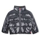 Girls Grey Disco Ball Padded Puffer Jacket, 1, hi-res