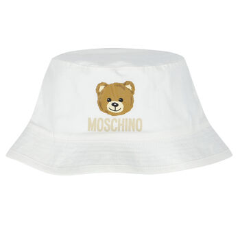 White Teddy Bear Logo Baby Sun Hat