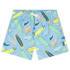 Boys Blue Surfing Board Swim Shorts, 3, hi-res