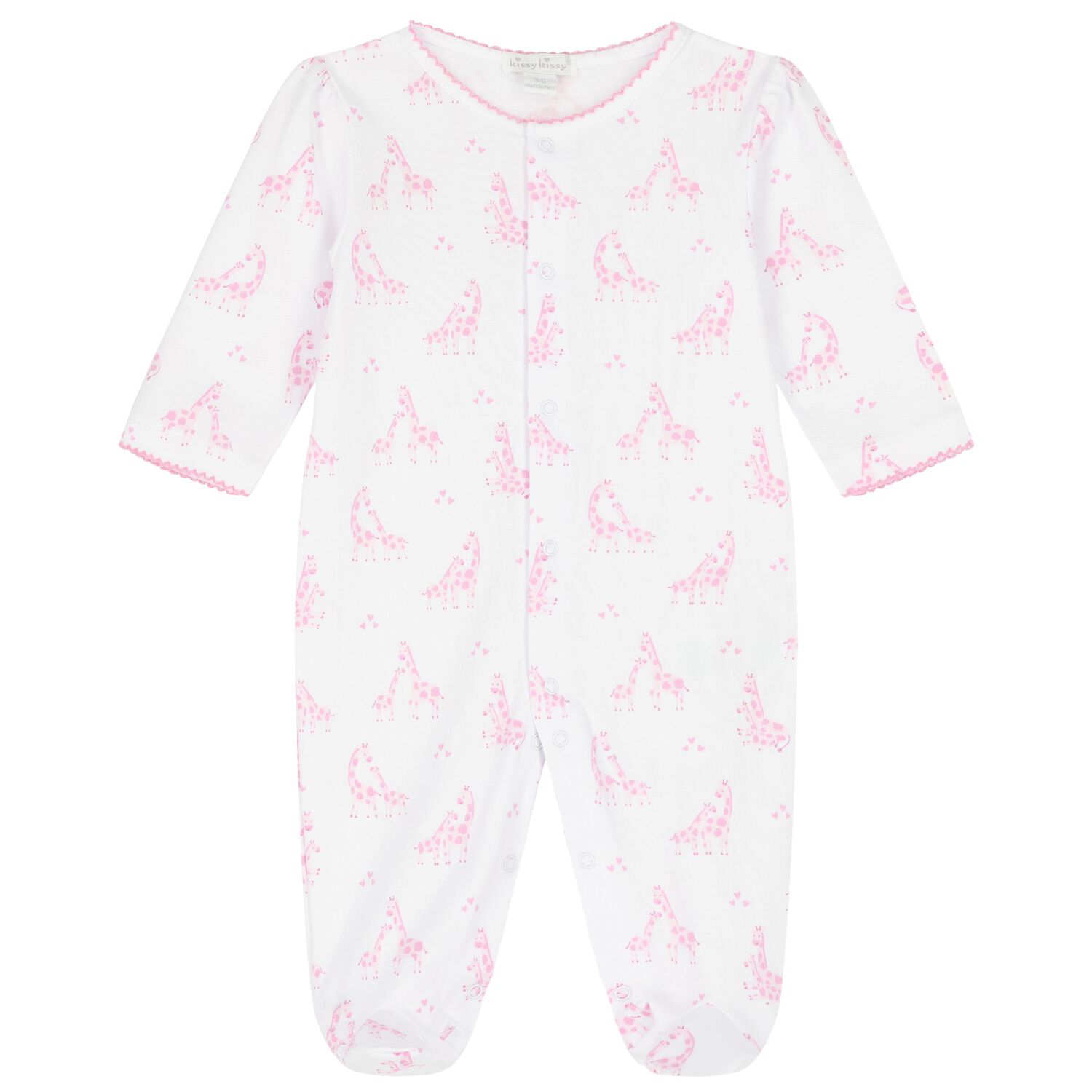 Baby Girls White & Pink Giraffe Babygrow, 1, hi-res