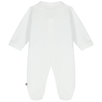 Baby Boys Navy Blue & White Logo Babygrow