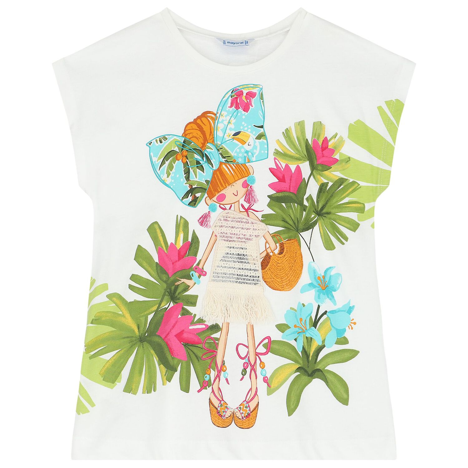 Girls White, Pink & Aqua Leggings Set, 2, hi-res